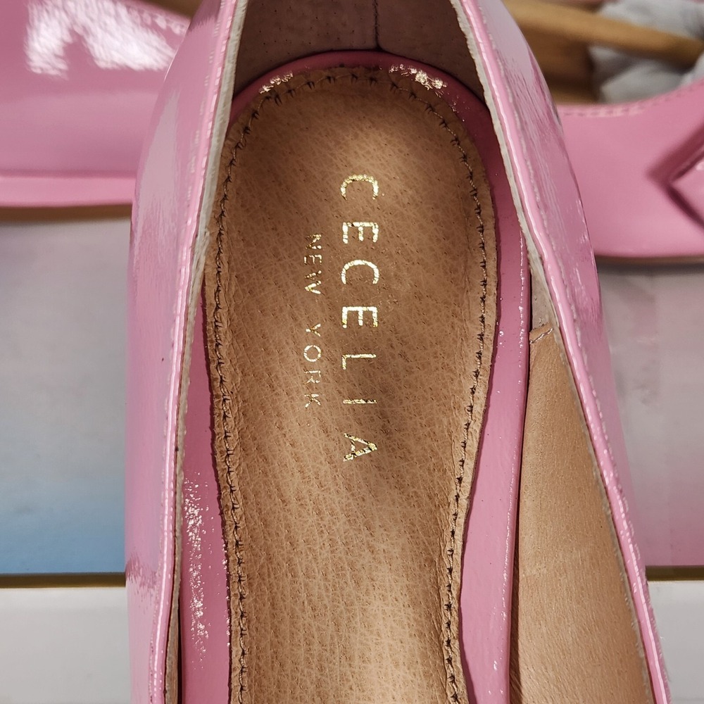 Cecelia New York Flats Women Size 8.5 Pink Brie Bow Patent Leather Pointed Toe - Picture 5 of 8